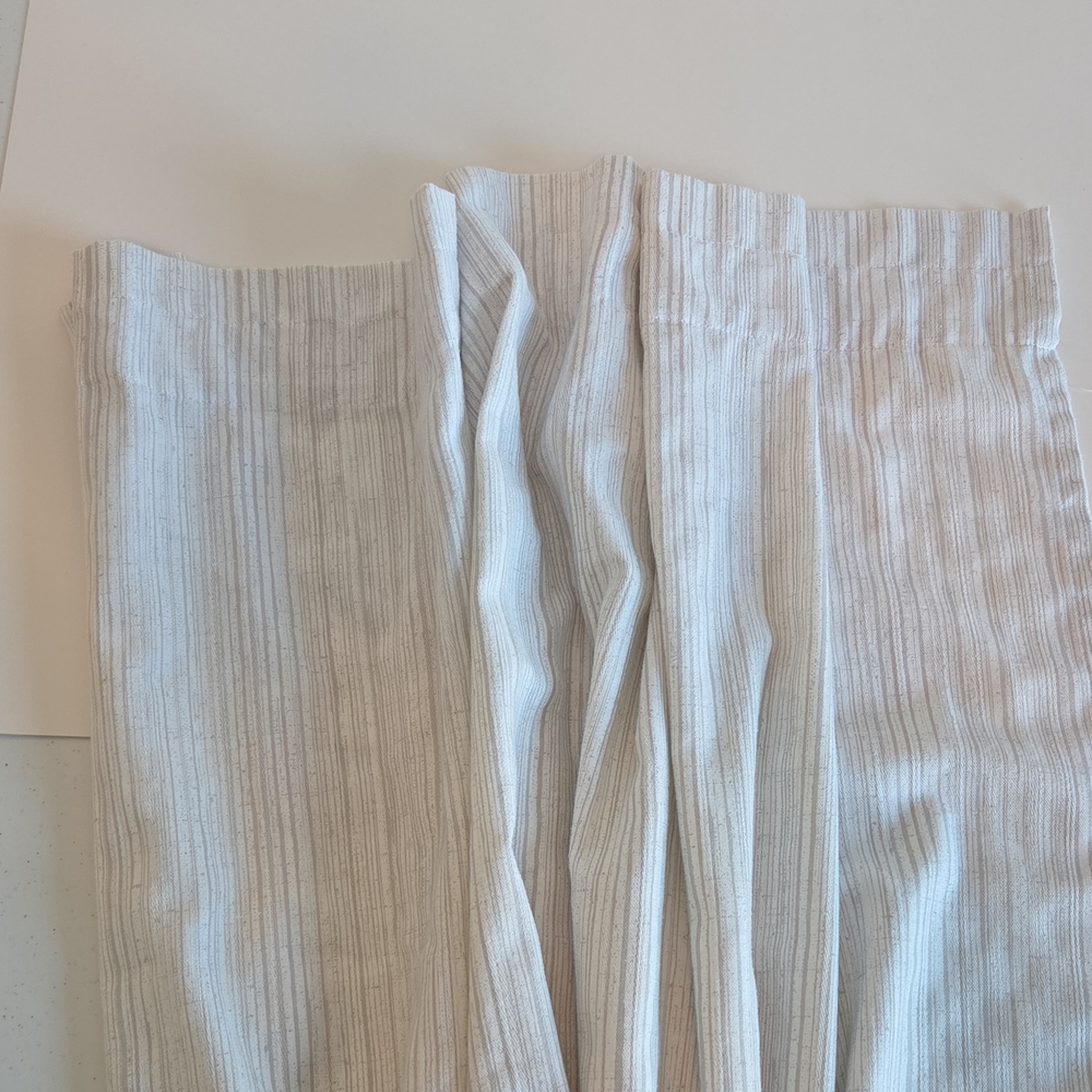 2 Panel 52x60 Waverly Home Gray/White Textured Stripe Fabric Neutral Coastal
